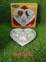 2852 Heart Multipurpose Tray 3 Container Elegant Royal Design Plastic for Dry Fruit Chocolate Mouth Freshener Box