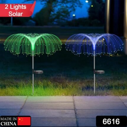 6616 2pcs Garden Solar Outdoor Lights Decorative , 7 Colors Changing RGB Light Waterproof Flower Jellyfish Firework Decor for Garden Patio Landscape Pathway Yard Holiday Decor