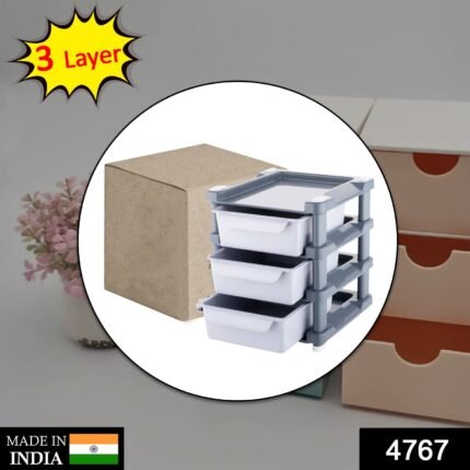 4767 Mini 3 Layer Drawer Used for storing makeup equipmentâ€™s and kits used by womenâ€™s and ladies.