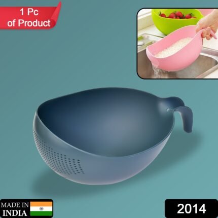 2014 Plastic Rice Bowl/Food Strainer Thick Drain Basket with Handle for Rice, Vegetable & Fruit. (1Pc)