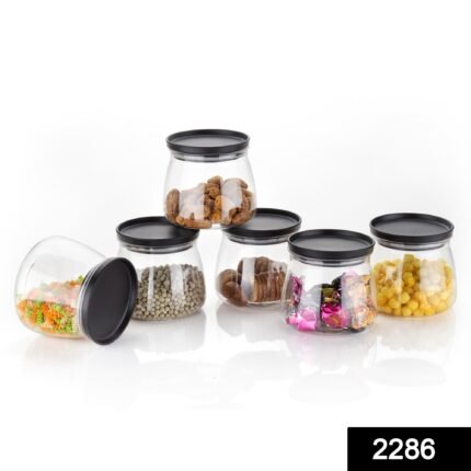 2286 Matka Shaped Jar with Air Tight & Leak Proof Lid (Multicolour) (Set of 6) (900Ml)