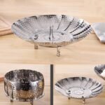 Unique Design Stainless-Steel Heaviest Vegetable ,Cooking Foldable Steamer Basket For Kitchen Utensils/Dish Drying Rack/Plate Stand/ Basket