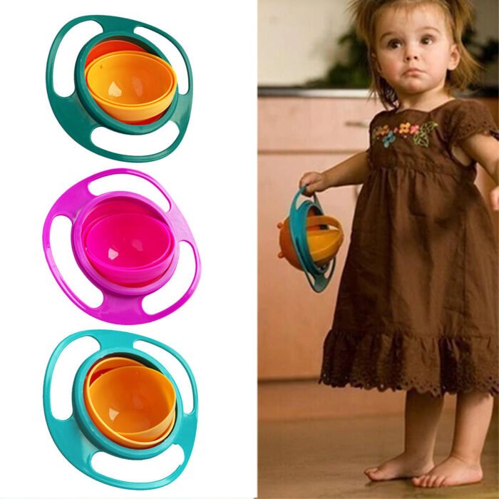 0617 Portable Non Spill Feeding Toddler Gyro Bowl 360 Degree Rotating Dish