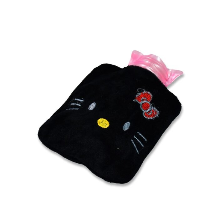 6513 Black Hello Kitty small Hot Water Bag with Cover for Pain Relief, Neck, Shoulder Pain and Hand, Feet Warmer, Menstrual Cramps.