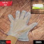Large Size Plastic Transparent Disposable Clear Plastic Hand Gloves For Home, Kitchen, Hotels, Hospitals, Clinics, Beauty Parlor, Saloons (100 Pcs)