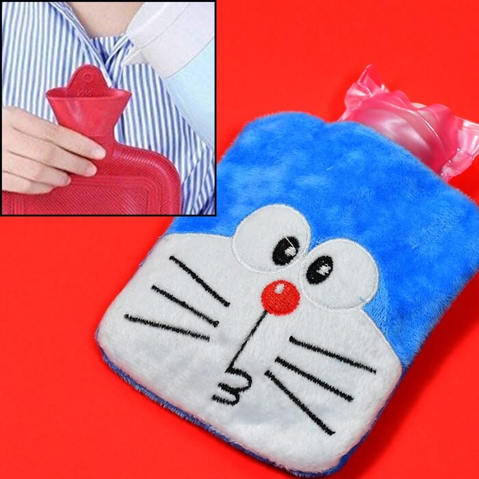 6504 Doremon small Hot Water Bag with Cover for Pain Relief, Neck, Shoulder Pain and Hand, Feet Warmer, Menstrual Cramps.