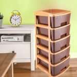 1151 5tier Plastic Modular Drawer System For Multiple Use (Brown colour) 