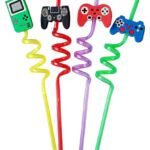 Reusable Straws Are Perfect For Kids' Summer Parties. Plastic Straws Reusable Drinking Straws With Cartoon Decoration For Kids Birthday Party Favors Or Other Summer Celebration (4 Pc Set)