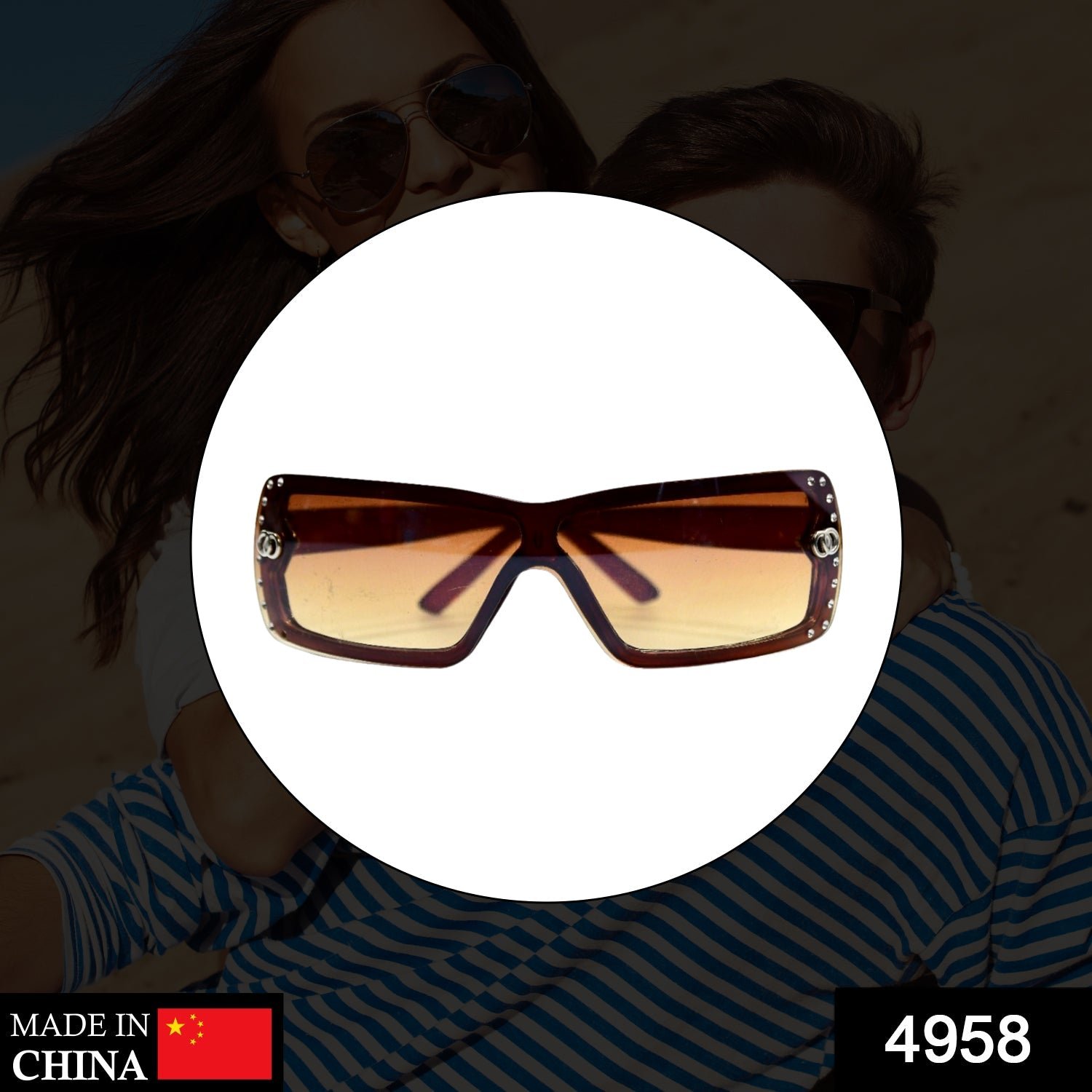 4958 Retro Driving Sunglasses Vintage Fashion Frame (Moq - 3pc)