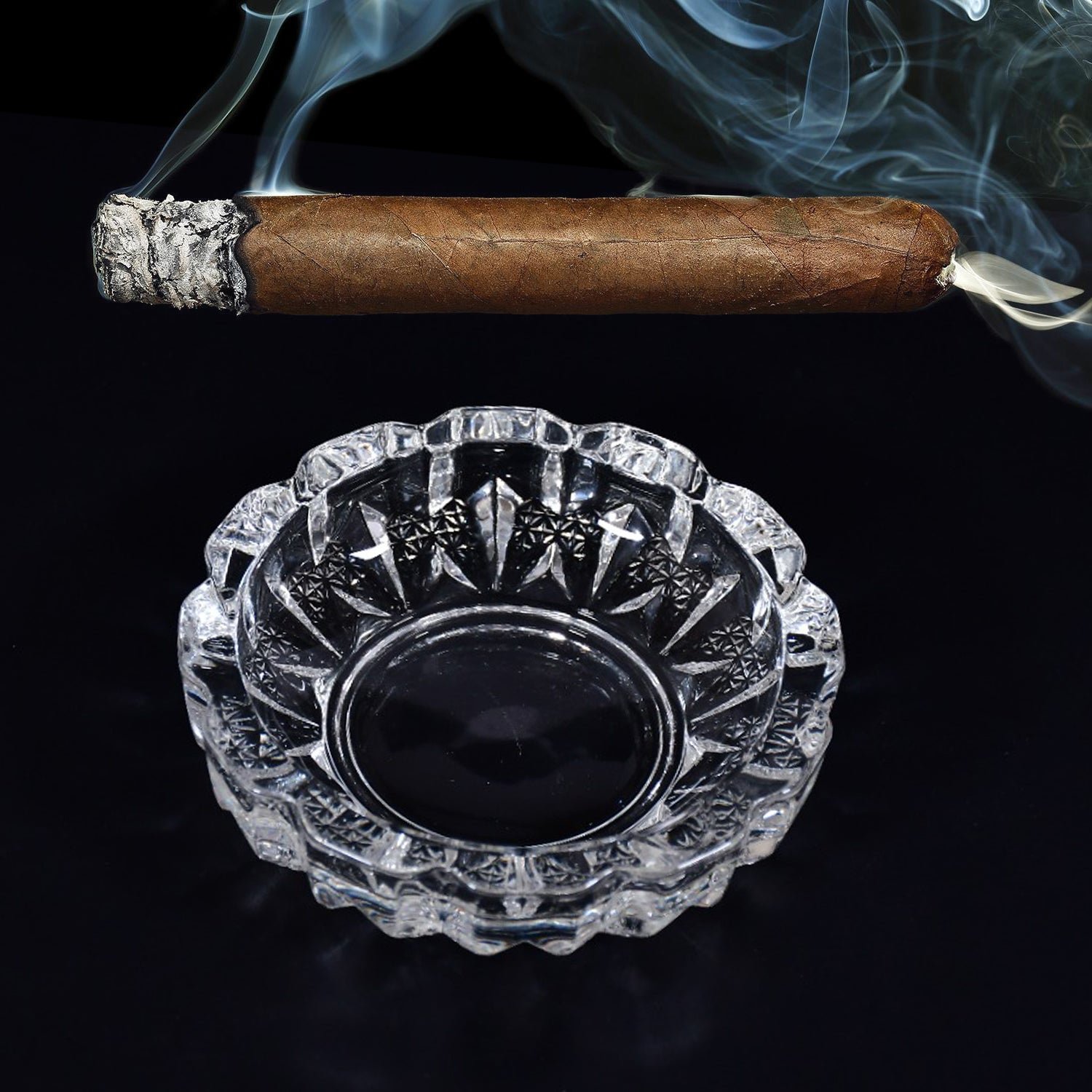 4066 paricutin Glass Crystal Quality Cigar Cigarette Ashtray Round Tabletop for Home Office Indoor Outdoor Home Decor