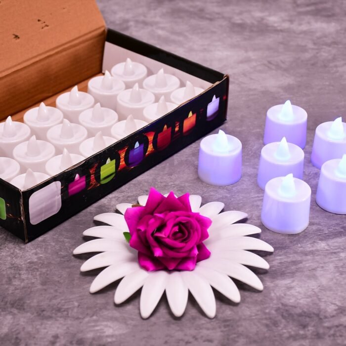 6632 Pink Flameless LED Tealights, Smokeless Plastic Decorative Candles - Led Tea Light Candle For Home Decoration (Pack Of 24)