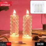 Rose Candles Led Flameless And Smokeless Decorative Acrylic Transparent Candles Led Tea Light Candle Perfect For Gifting, Home, Diwali, Christmas, Crystal Candle Lights (1 Pc) (Moq :- 12 Pc )
