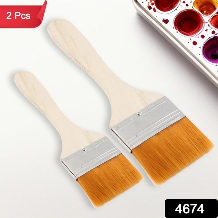 Quality Flat Paint Big Size Brush For Watercolor & Acrylic Painting( Multicolor / 2 Pc Set ) - Image 2