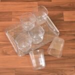 2832 6pc Glasses Set With tray Stylish Transparent Water Glass/Juice Glass/Beer Glass/Wine Glass Plastic Glass Set