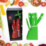 Stainless Steel Knife & Peeler Set With Stand - 6 Pcs