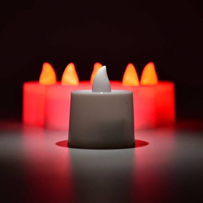 6633 Red Flameless LED Tealights, Smokeless Plastic Decorative Candles - Led Tea Light Candle For Home Decoration (Pack Of 24)