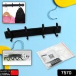 Cloth Hanger, Wall Door Hooks Rail For Hanging Clothes For Hanging Hook Rack Rail, Extra Long Coat Hanger Wall Mount For Clothes, Jacket, Hats, 6 Hook With Eco-Friendly Liquid Adhesive Glue - Image 2