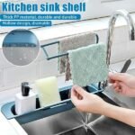 2307 Telescopic Adjustable Faucet Rack Dish Brushes Sponge Storage Shelves Sink Drain