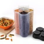 0764B Plastic Lock Food Storage 4 Section Container Jar for Grocery, Fridge Container. 