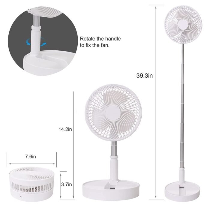 7206 TELESCOPIC ELECTRIC DESKTOP FAN, HEIGHT ADJUSTABLE, FOLDABLE & PORTABLE FOR TRAVEL/CARRY | SILENT TABLE TOP PERSONAL FAN FOR BEDSIDE, OFFICE TABLE