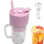 2 In1 Portable Crusher Juicer With Handle & Straw For Smoothie Sipper Usb Rechargeable (340 Ml) 6 Stainless Steel Blades Compact Juicer Mixer, Juicer Portable Fresh Juice Blender Portable Electric Juicer ( 340 Ml )