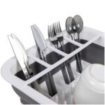 0804 Collapsible Folding Silicone Dish Drying Drainer Rack with Spoon Fork Knife Storage Holder