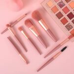 8 Pcs Mini Makeup Brush Set With Case, Portable Foundation Brush Kit Travel, Premium Synthetic Bristles Cosmetic Brush Set For Powder Blending Blush Eyeshadow Lipstick (Mix Color 8 Pcs Set) - Image 2