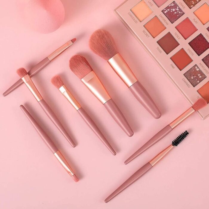 8 Pcs Mini Makeup Brush Set With Case, Portable Foundation Brush Kit Travel, Premium Synthetic Bristles Cosmetic Brush Set For Powder Blending Blush Eyeshadow Lipstick (Mix Color 8 Pcs Set) - Image 2