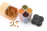 0764B Plastic Lock Food Storage 4 Section Container Jar for Grocery, Fridge Container.