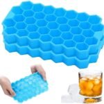 7161 Flexible Silicone Honeycomb Design 37 cavity Ice Cube Moulds Trays Small Cubes For Whiskey Tray For Fridge (Multicolor) 