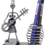 1640 Girl Musician Playing Bass Guitar Pen Stand Showpiece 