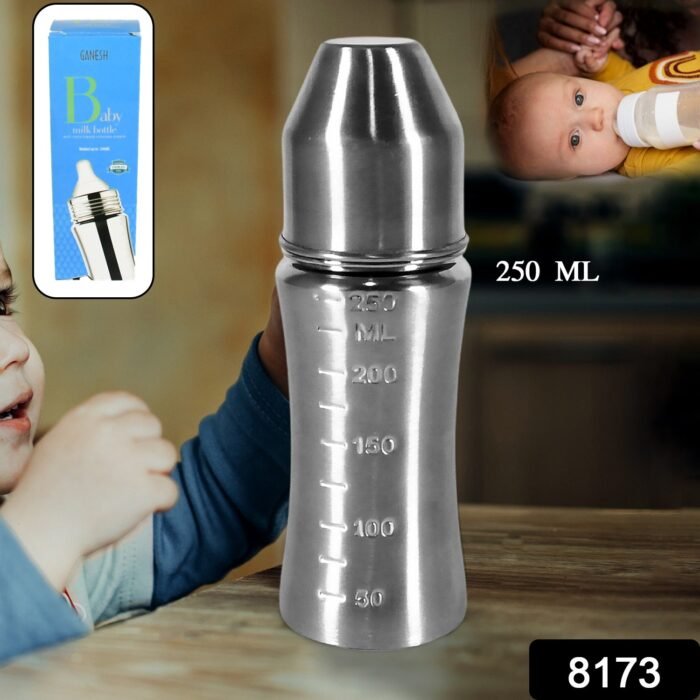 Ganesh Stainless Steel BPA-Free Baby Feeding Bottle, 250 ml Capacity - Durable, Easy-to-Clean, Travel-Friendly Model for Newborns, Infants, and Toddlers - Image 2