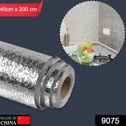 9075 Aluminium foil for Kitchen and Aluminium Foil Paper Sticker Roll for Kitchen Wall, Drawers. (45cmx2Meter)