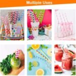 Home Paper Straws Durable & Eco-Friendly Colorful - Drinking Straws & Party Decoration Supplies, Adorable Solid Color Food Grade Paper Straws For Birthday, Wedding, Baby Shower Celebration (25 Pcs Set)