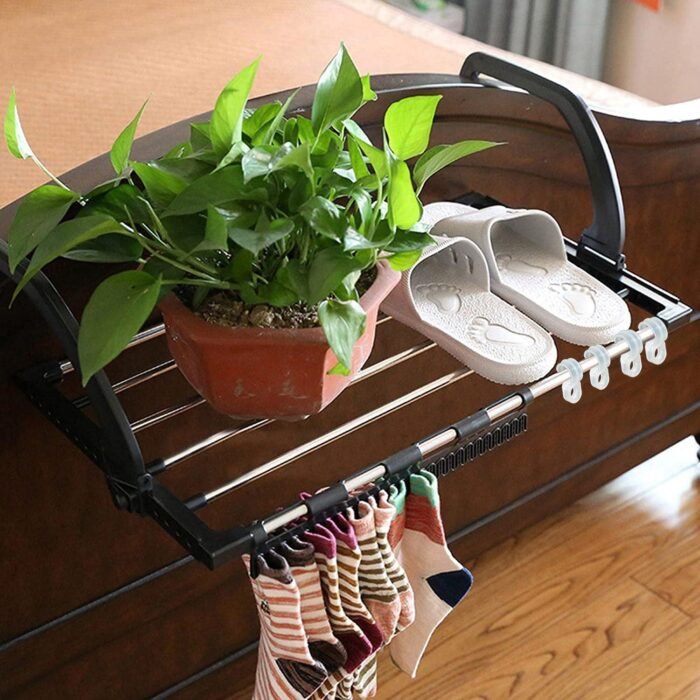 4649 Adjustable Folding Clothes Drying Racks Hanger Shelf