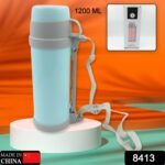 Stainless Steel Insulation Thermos, Double-Wall Vacuum Insulated Water Bottle For Travel, Outdoor Fitness Portable Travel Pot, Camping Coffee, Portable Car, Travel Keep Hot & Cold Large Capacity (1200 Ml)