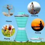 1385 Silicone Traveling Water Bottle BPA Free - Leak Proof Lightweight Collapsible - Small Folding Refillable and Space Saver for Camping Gym Sports Hiking Biking Yoga Outdoor