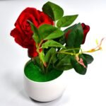 4863 Artificial Rose Flower Plant With Pot, For Home Office Or Gift