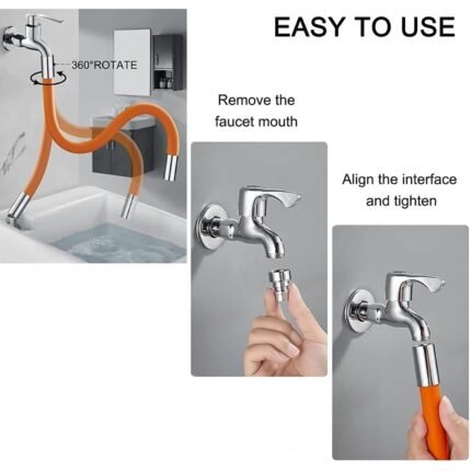 9087 Flexible Water Tap Extender, Universal Foaming Extension Tube with Connector, 360 Free Bending Faucet Extender, Adjustable Sink Drain Extension (18cm)