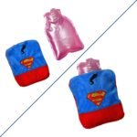 Superman Print Small Hot Water Bag With Cover For Pain Relief, Neck, Shoulder Pain And Hand, Feet Warmer, Menstrual Cramps.