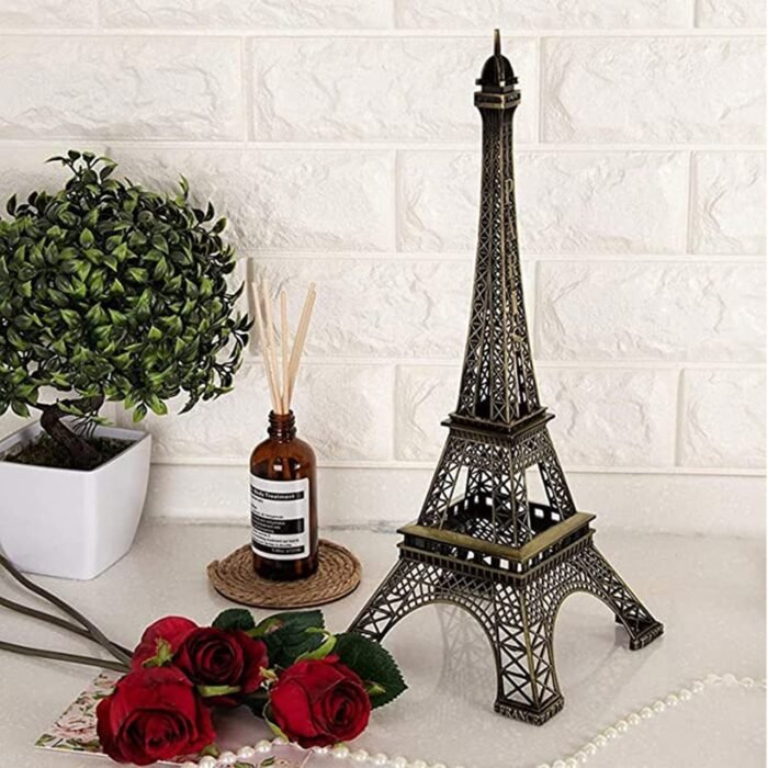 4733 Antique Finish 3D Metal Paris Eiffel Tower Metal Craft Famous Landmark Building Metal Statue, Cabinet, Office, Gifts Decorative Showpiece.