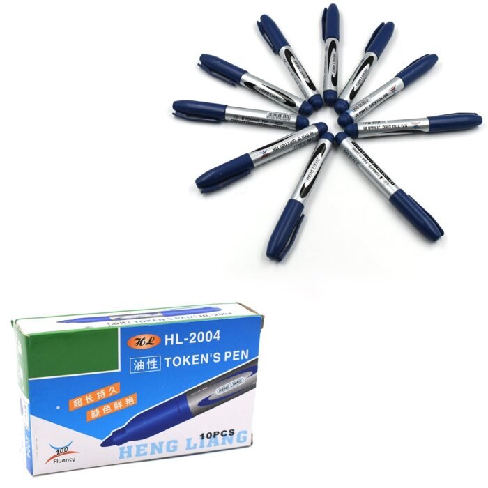 9012 10Pc Blue Marker and pen used in studies and teaching white boards in schools and institutes for students.