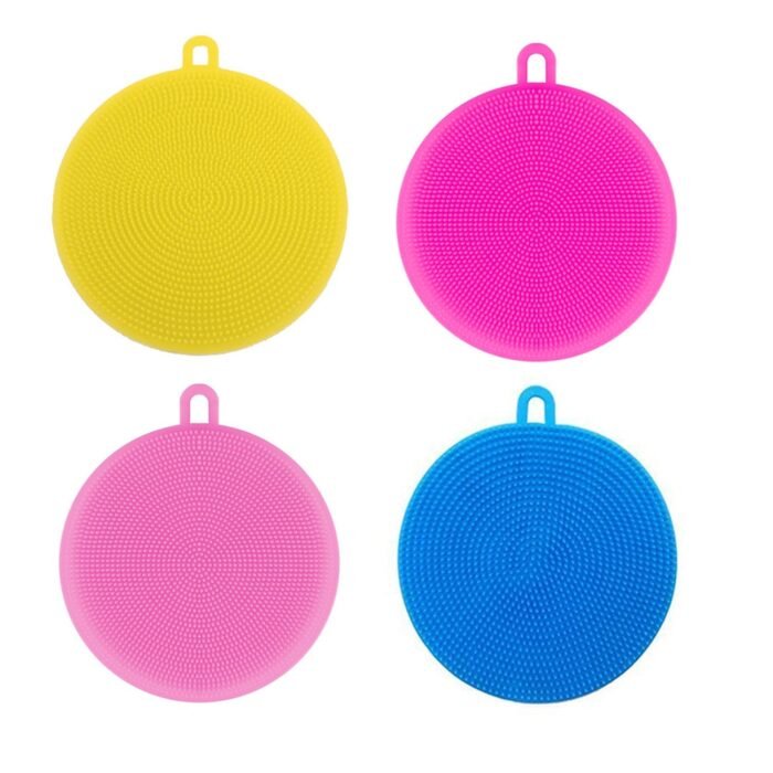 6078 Silicone Dish Scrubber Sponge Mildew Free, Non Stick (Mix Color)
