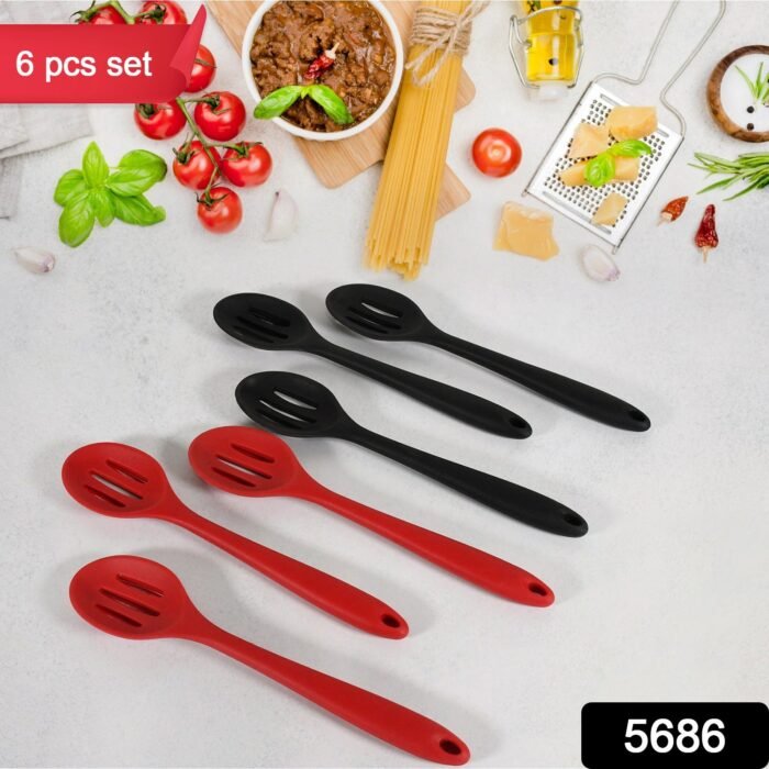 Multipurpose Silicone Spoon, Silicone Basting Spoon Non-Stick Kitchen Utensils Household Gadgets Heat-Resistant Non Stick Spoons Kitchen Cookware Items For Cooking And Baking (6 Pcs Set) - Image 6