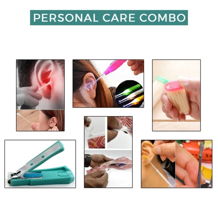 4873 6Pcs Personal Care Combo In Zip Printed Pouch Bag