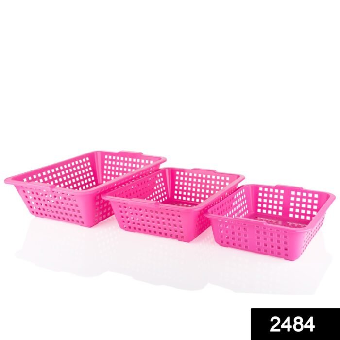 2484 Plastic Multiple Size Cane Fruit Baskets (3 Size Large, Medium, Small)