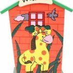 1663 Cute Cartoon House Shaped Lovely Wooden Piggy Bank Money Bank 