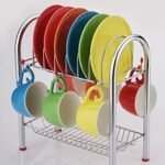 746_Stainless Steel 2 Layer Plate & Bowl Stand Kitchen Utensil Rack/Cutlery Stand 