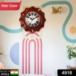 4918 Wooden Look Designer Wall Clock Plastic Decorative Latest Wall Clock Battery Operated Round Easy to Read for Room/Home/Kitchen/Bedroom/Office/School