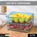 Plastic Refrigerator Organizer Bins, Set Of 2 Stackable Fridge Organizers With Handle, Clear Organizing Food Fruit Vegetables Pantry Storage Bins For Freezer Kitchen Cabinet Organization And Storage (2 Pcs Set Mix Color)